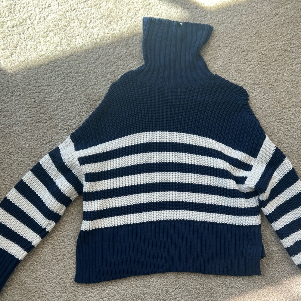 Madewell Navy & White Striped Turtleneck Sweater Size M